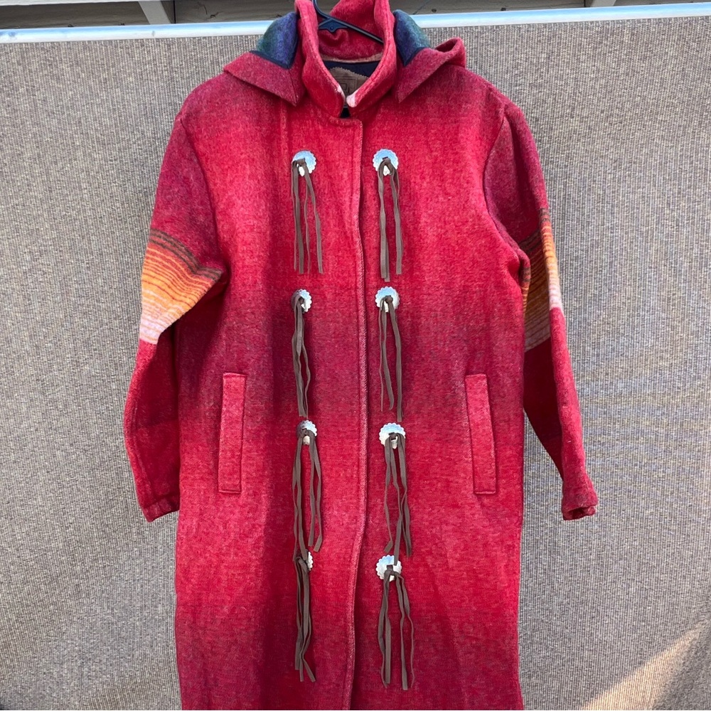 Vintage Woolrich Coat Women’s Sz L Western Aztec Wool Long Jacket Quality USA